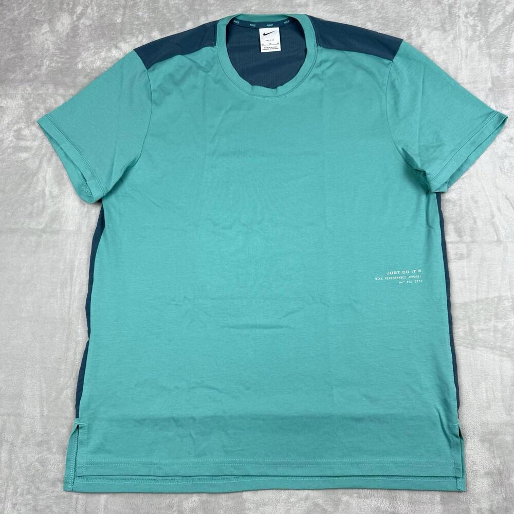 Nike Dri-FIT Just Do It Green Teal Two-Tone Training T-Shirt Men’s M Gym Sports